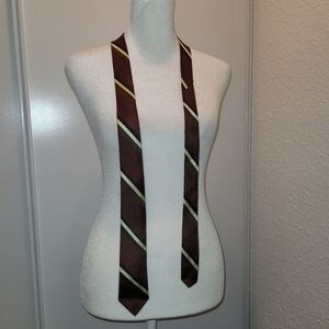 Elegant Brown All Silk Striped Tie